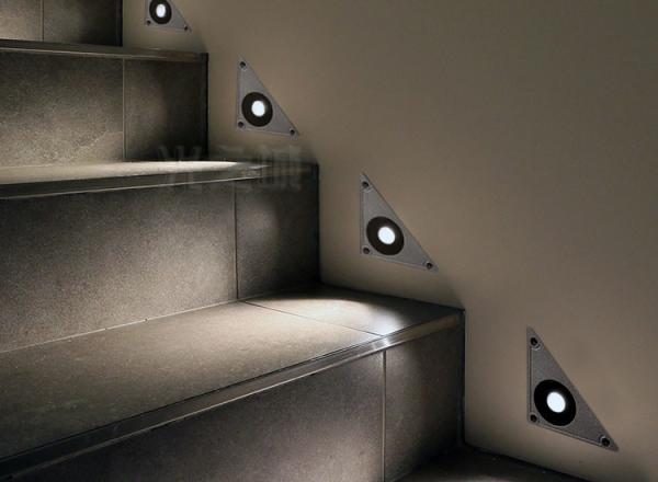 LED Triangle floor light embedded stairs step courtyard corner outdoor waterproof wall foot buried