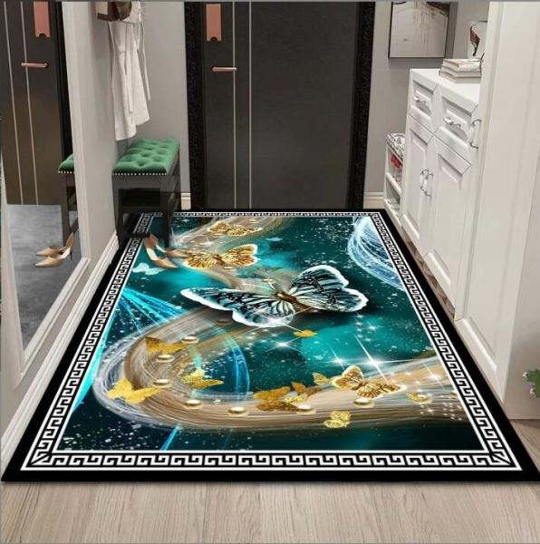 Polyester Fiber Entrance Door And Living Room Floor Carpet Plant And Flower Chinese Style