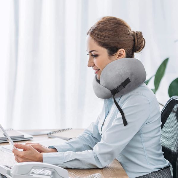 Soft Memory Foam Neck Restraint O Neck Pillow for Aircraft and Office Solid Pattern