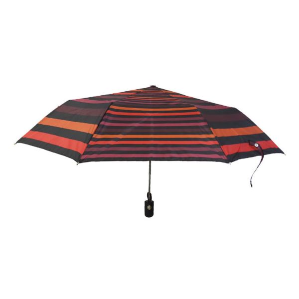 Auto Open Close Folding Pongee Windproof Stripe Umbrella