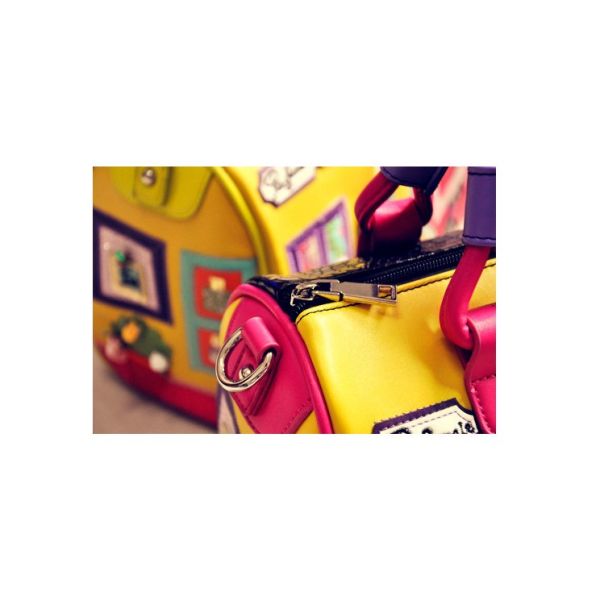 Europe and selling women's handbags shoulder diagonal cartoon character embroidery Boston Messenger Bag