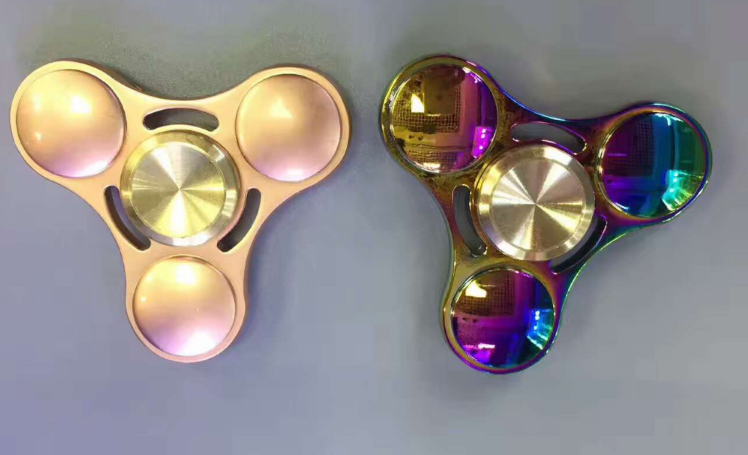 2017 Newest 2 Colors Rainbow Titanium Alloy Pocket toys Tri Hand Spinner Fingertips Spiral Fingers Gyro
