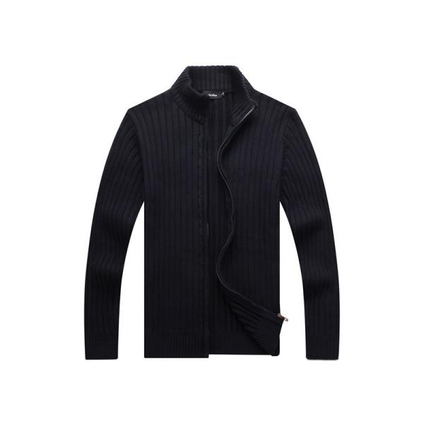 100% cotton Autumn Winter Zipper Sweater Mens Black Cardigan Sweater