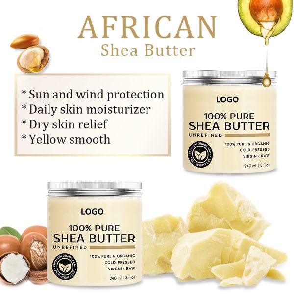 100% Pure Natural Organic Shea Butter Hair Body Dry Skin Relief Daily Skin Moisturizer