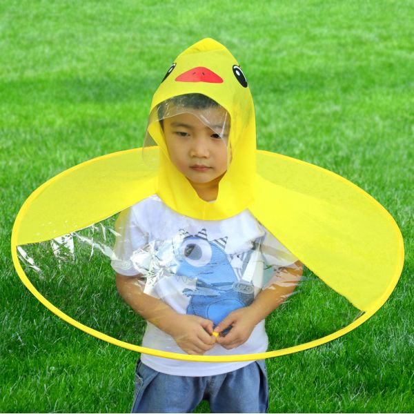 Yellow Duck Raincoat and Cartoon Umbrella Set for Kindergarten Children's Outdoor Fun