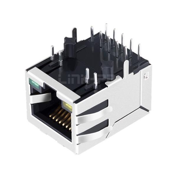 WE 7499111121 Compatible LINK-PP LPJG0813GDNL 100/1000 Base-T Tab Down Yellow/Green Led Single Port Shielded RJ45 Keystone Jack