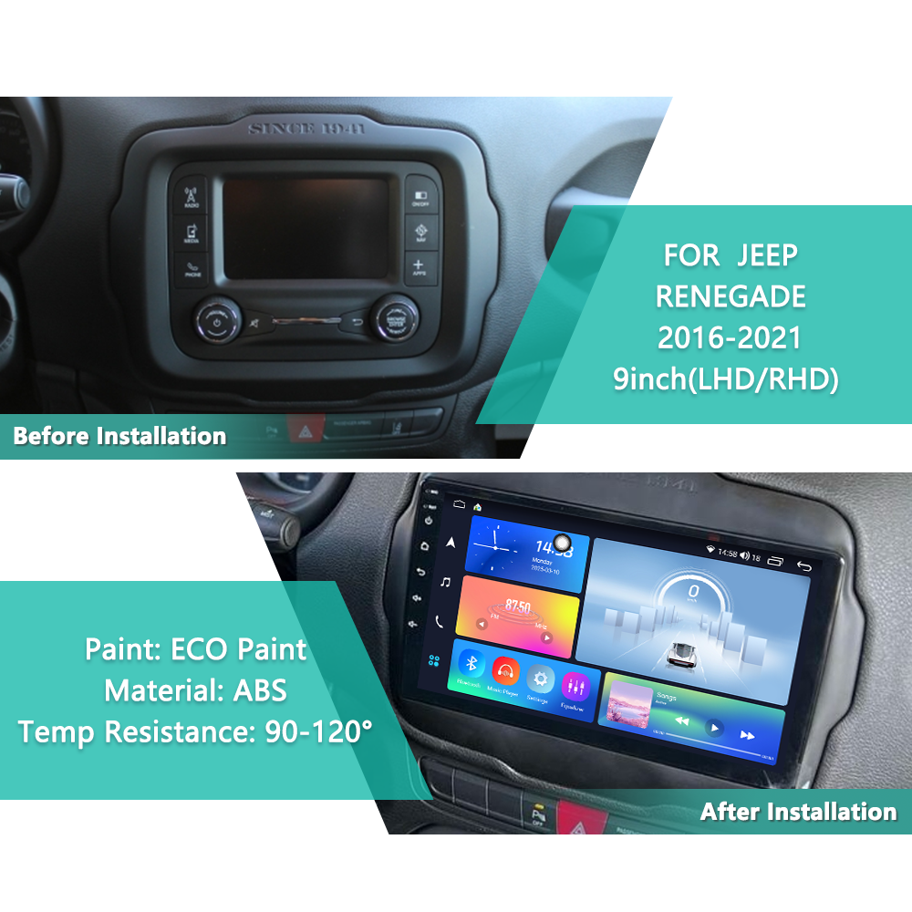 2016 Renegade Cars Unidad de cabeza 9 INCH Tecnología multi-toque Unidad de cabeza automotriz