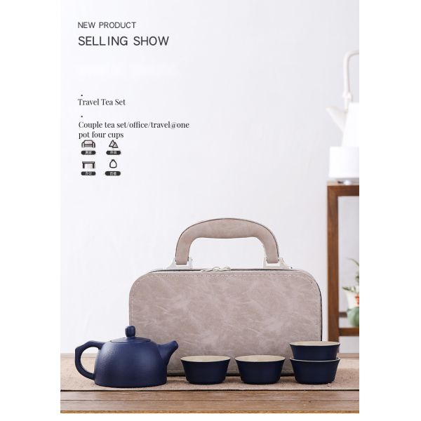 Ceramic Tea Tray and Reusable Teacup Set for Outdoor Adventures Pottery Material