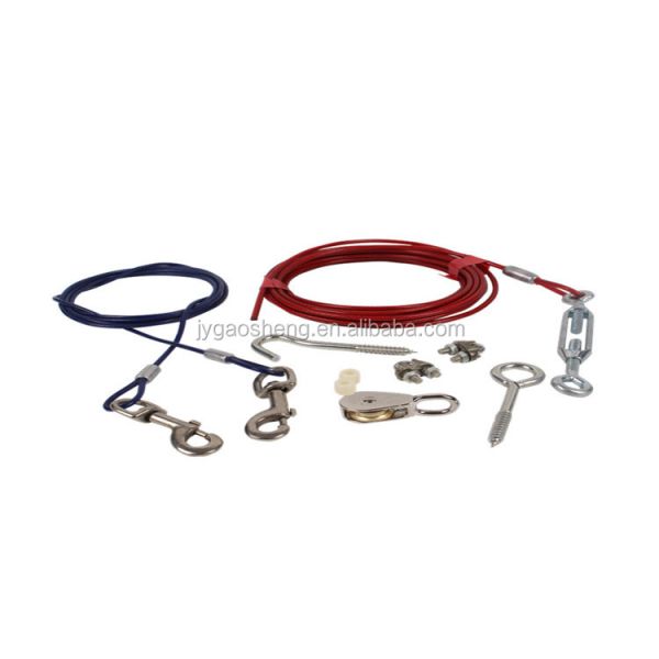 Perro Aerial Run Trolley Cable 25 pies 50 pies con un cable de plomo 10 pies
