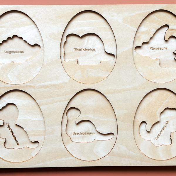 Montessori Jouet en bois Puzzle du cycle de croissance des champignons & Puzzle du dinosaure en bois