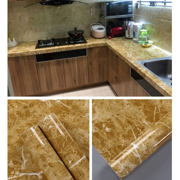 Black And Gold Marble Effect Wallpaper Waterproof 3D PVC Marble Effect Vinyl Wallpaper