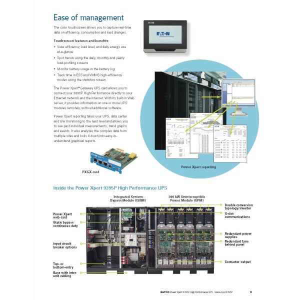 Eaton Power Xpert 9395 200KVA 250KVA 300KVA 400KVA 500KVA 550KVA 600KVA 3-фазная система онлайн-УПС