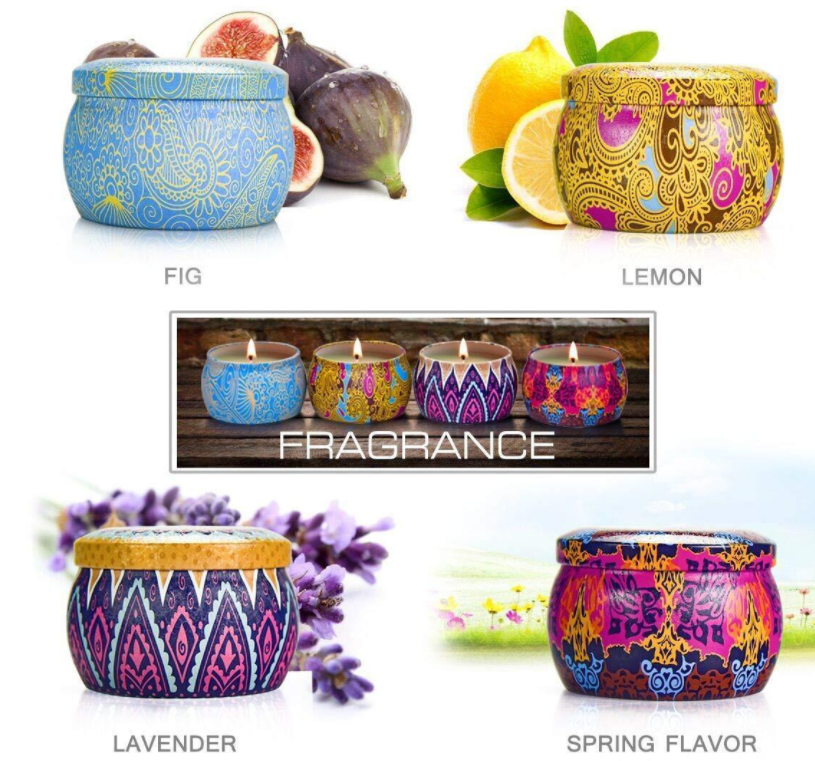 Custom Retro Patterns Travel Metal Jar Scented Candle Tin Candle Gift Sets