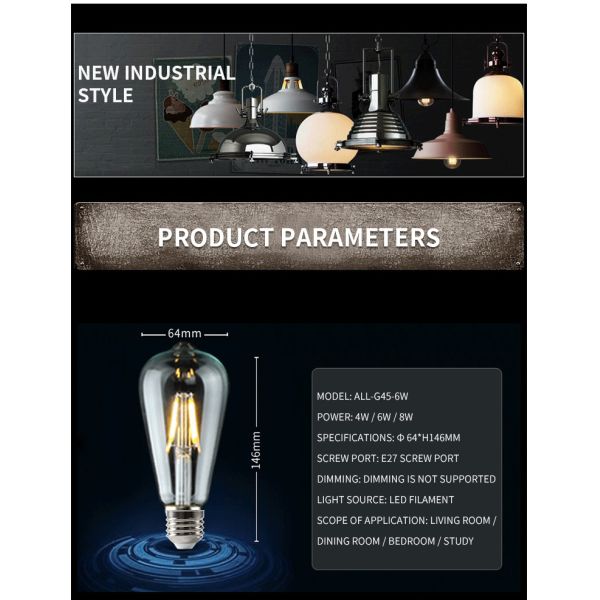 LED Bulb Retro Tungsten Bulb E27 Screw St64 Antique Bulb