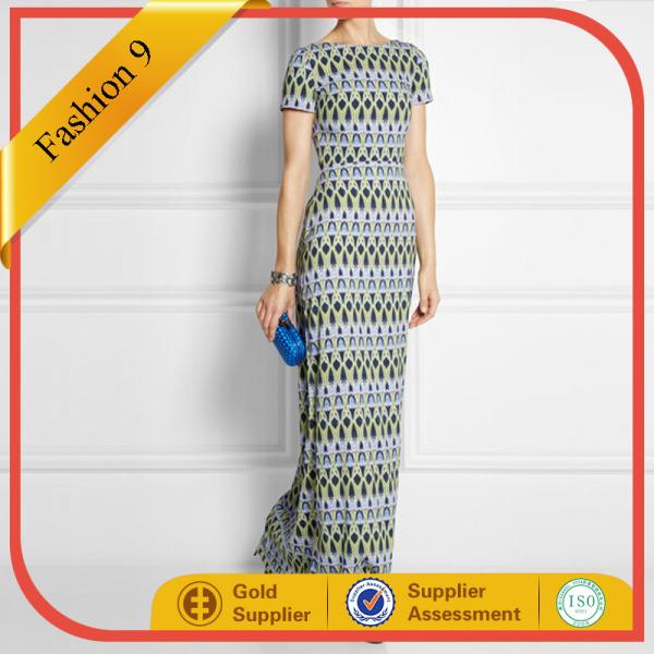 Women Floor Length Printed Evening Gown Dress
