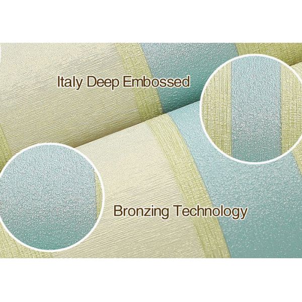 Waterproof Vinyl Wall Coverings Embossed Stripes Pattern Wallpaper For Bedroom 0.53*10M