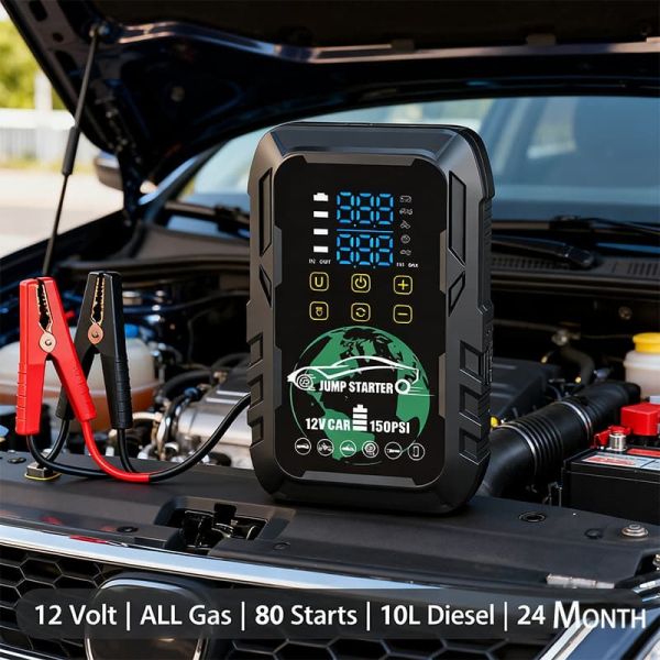 Portable Car Jump Starter with Air Compressor Emergency Power Bank and Tire Inflator
