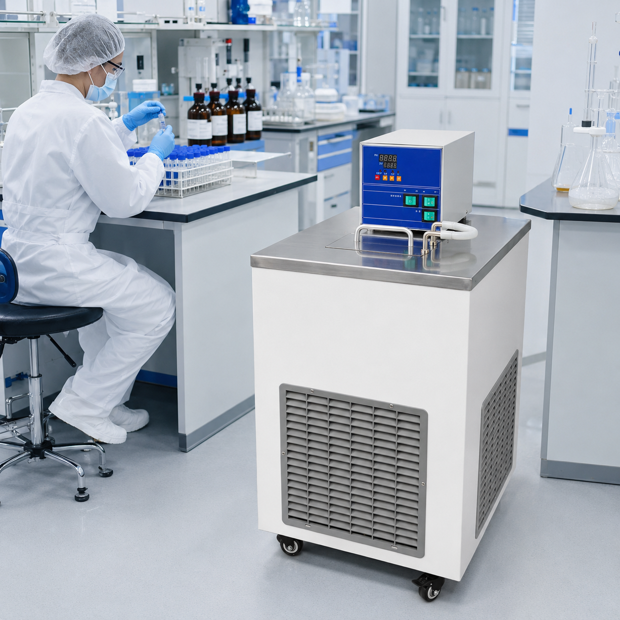 Heating Cooling Low Temp Water Bath Digital PID -5 to 99.9℃ Overheat Alarm for University Research Petroleum Chemical Equipment