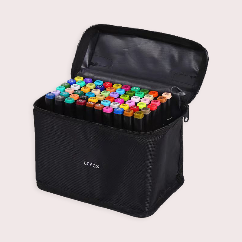 Creative Stationery Wholesale OEM 60colors Sketch Pen Double-ended Triangle Marker Pen for Kids Art Painting