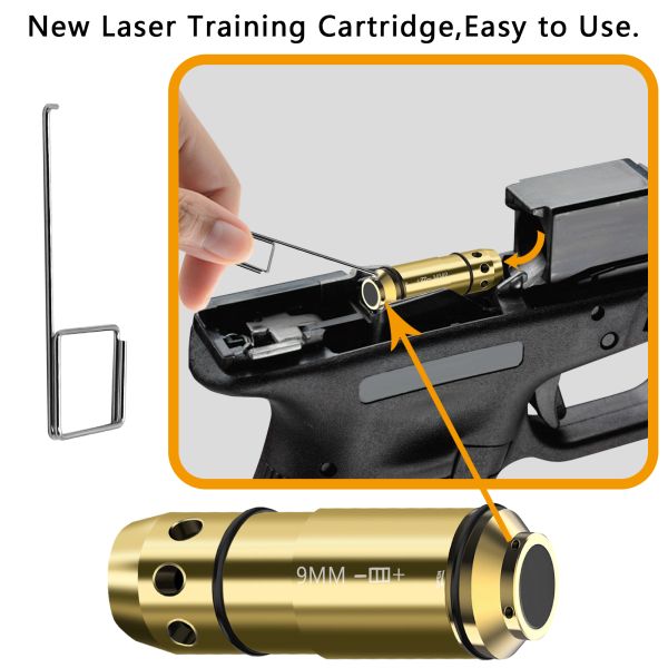 9mm Laser Training Cartridge Built In Rubber Snap Cap For Dry Fire Training Practice Extra O Rings
