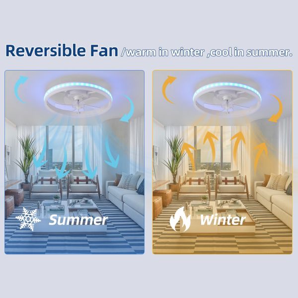 Manufacturer 20 Inch Flush Mount Ceiling Fan Light , Bedroom White Fandelier Ceiling Fan With Light