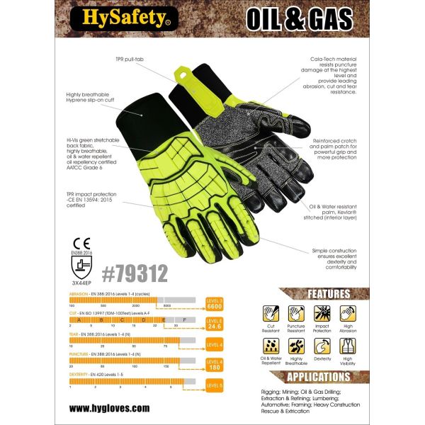 Удар техника 3X44EP Cala - устойчивые перчатки Rigger кожи месторождения нефти перчаток