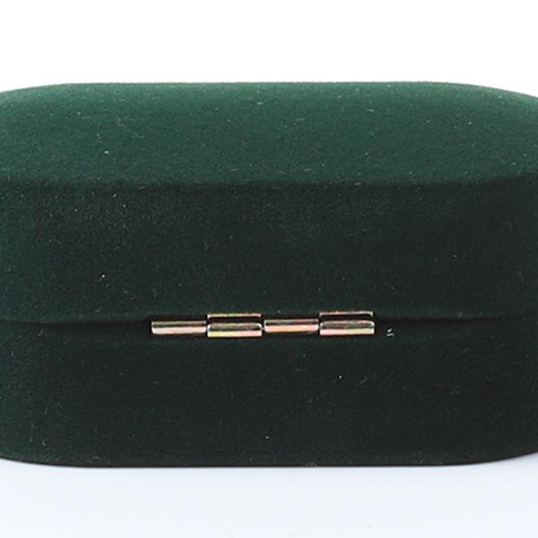Wholesale Manufacturing Luxury Jewellery Box Personalized Custom Green Velvet Jewelry Packaging Wedding Engagement Double Ring Box With Logo