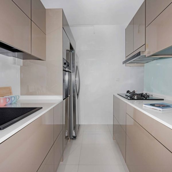 High End Mini Kitchen Cabinet High Gloss Rose Gold Lacquer Small Kitchen Cabinets