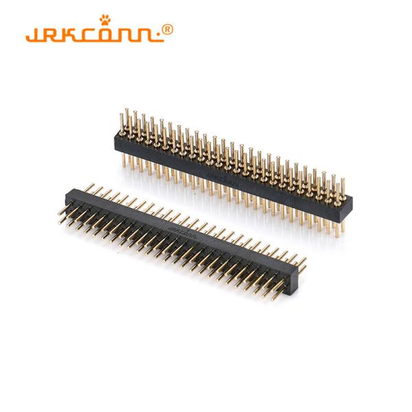 Double Rows Machined 1.27 Mm Pitch Connector Dip Type Round Hole Right Angle Pin Header
