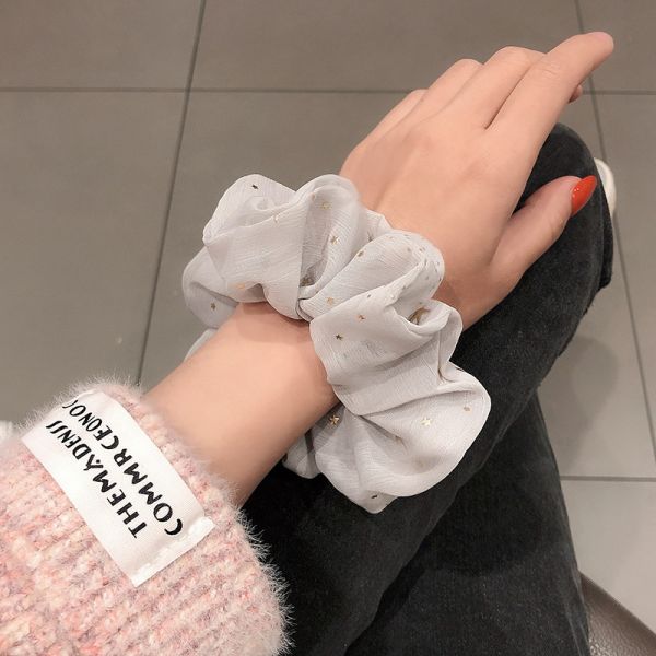 Stars Chiffon large colon headdress Ins women girls sweet plate release circle Korea scrunchie wholesale