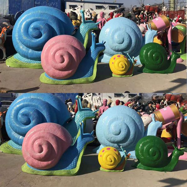 130cm Long Snail Animal Garden Ornaments Fire Ox Sculpture Decorations