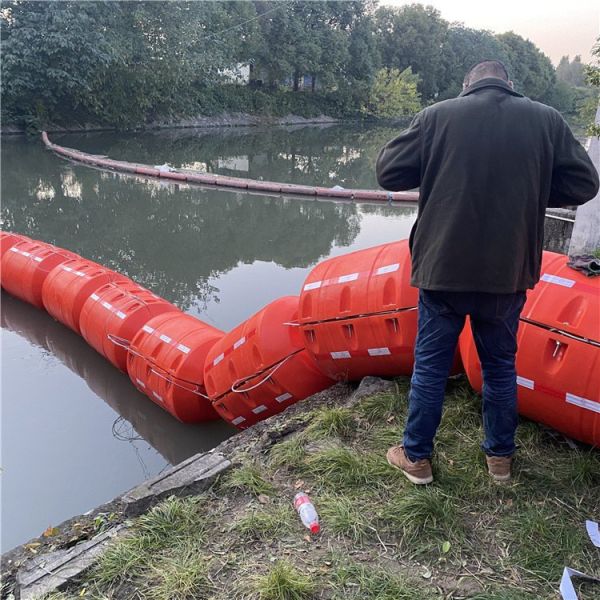 Alerta de água Barreiras flutuantes Bloqueio de poluição por plástico