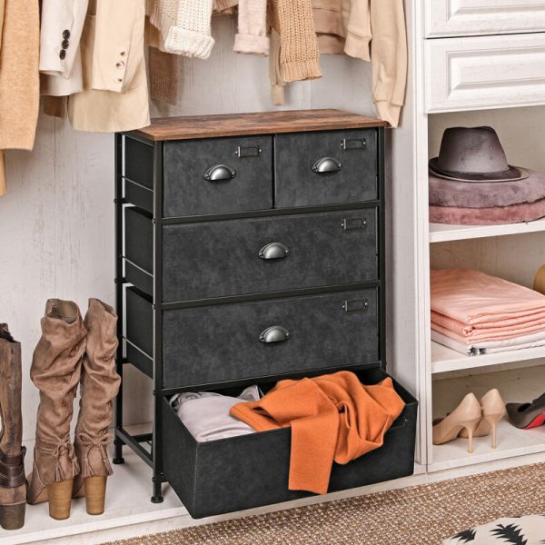 Chest of Drawer for Sale, Bedroom Drawer Dresser, Dresser with Fabric Drawer, Industrial Drawer Dresser, ULVT45H