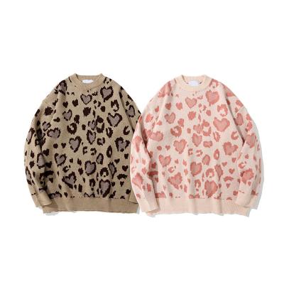 Camiseta da cópia do leopardo do algodão do poliéster 30% de 70% em volta do pulôver fraco do colar para mulheres