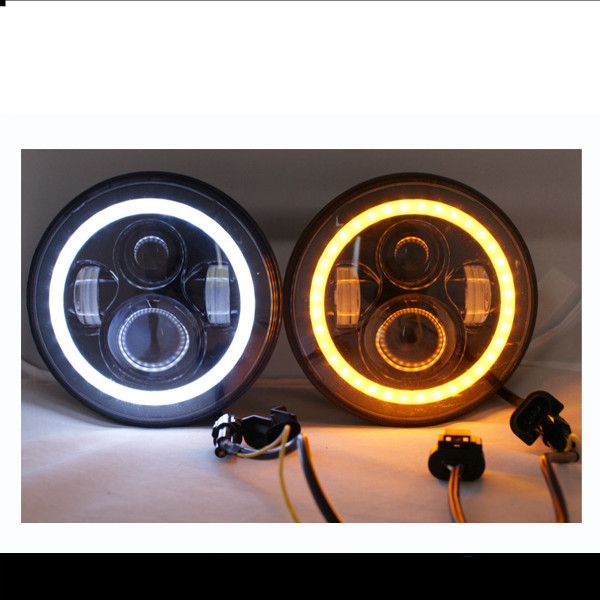7 Inch Jeep Wrangler Car LED Headlights Angel Eyes Diecast Aluminum Housing