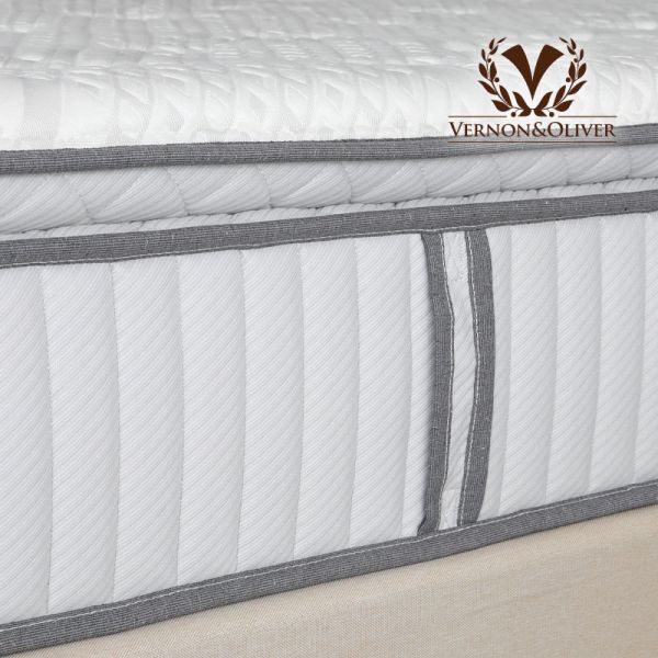 Pillow Top Light Gray Knitted Gel Memory Foam Mattress Supportive Feel Compressible 12in