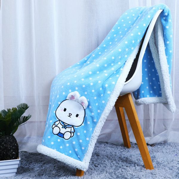 Baby Micro Flannel Heated Blanket Gift Embroidery Double Ply Fleece Blanket
