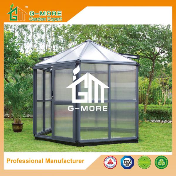 Aluminum Greenhouse-Hexagon Series-320 X 283 X 275CM-Dark Grey Color- PC or Glass