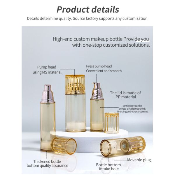 AS Collar 20lm 30ml 50lm Airless Pump Spray Bottle for Sunscreen and Vacuum Cream Pump Bottle in Cosmetic Packaging