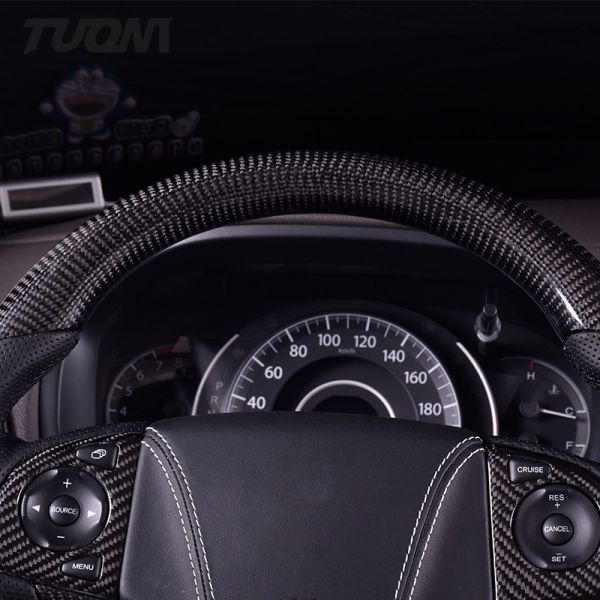 Custom Refit Black Carbon Fiber Honda Steering Wheel Leather Sports Racing