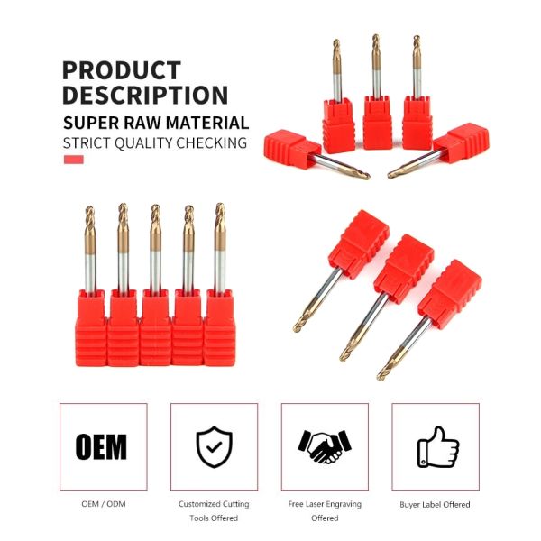 High Performance HRC55 Ball Nose End Mill CNC Milling Cutter 4 Flutes For Cast Iron