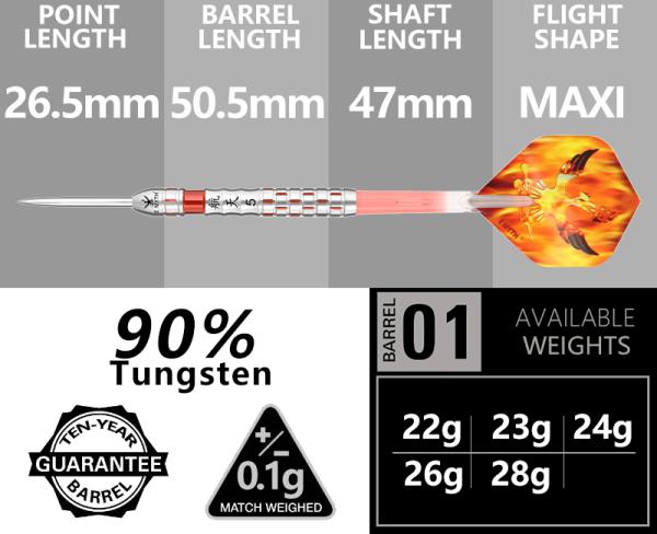 Emyth SPACE V 90% Tungsten Steel Tip Darts 22g