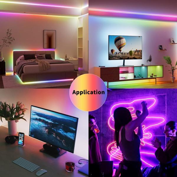 RGB Smart IC COB LED Strip Light Addressable 16.4ft/5m 24V Color Flowing Strip Light Multicolor Flexible Tape Light Kit