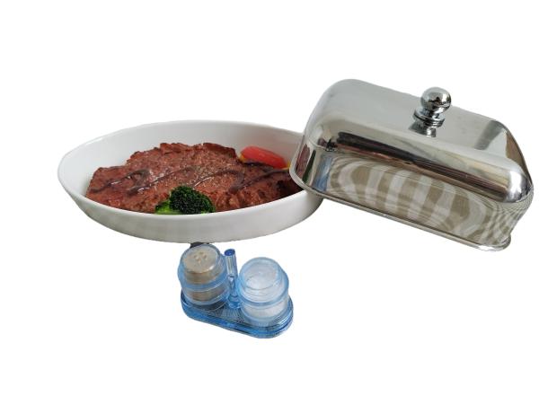 Conjunto de batedor de sal e pimenta de plástico descartável para carne de frango