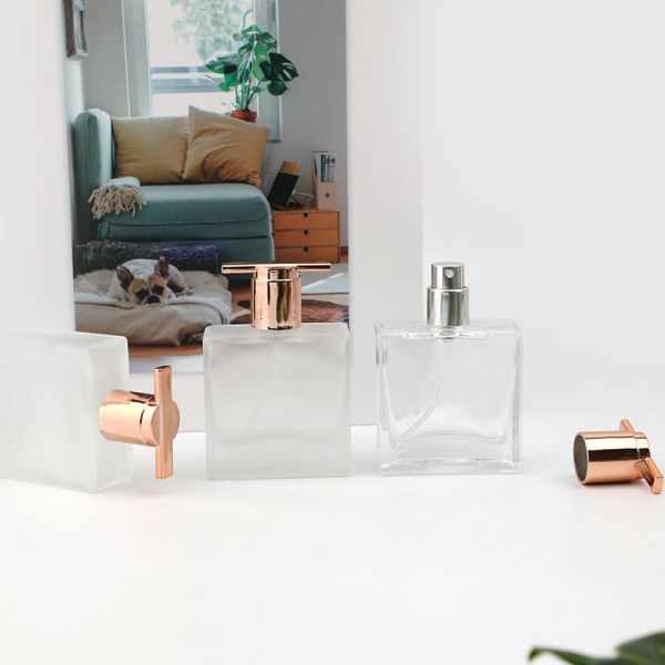 Square 30ml Pressed Glass Perfume Bottle Toner Spray Bottle Cosmetics Subpackage Sample Bottle