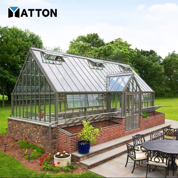 YATTON Aluminium Conservatory Sunroom Laminated Impact-Resistant Glass House Outdoor Freestanding Modern Design Retractable