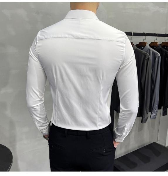 1000 Moda Outono Cor Sólida Manga Longa Vestido Homem Roupas Camisas Para Homem Slim