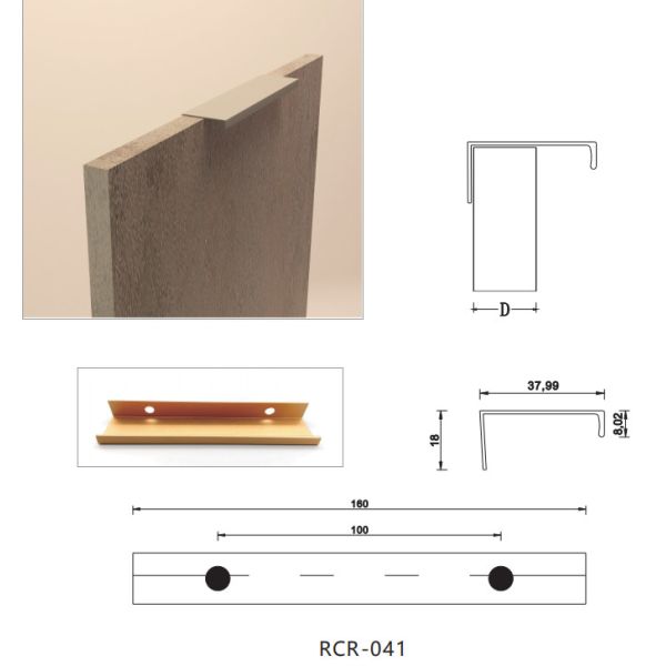 Тяга двери размера кухни RCR-041 декоративная 160mm подгонянная алюминиевая регулирует 297 mm
