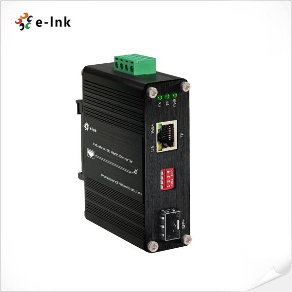 Industrial 10G PoE Media Converter RJ45 to SFP+ -40~80°C DIN-Rail Mount