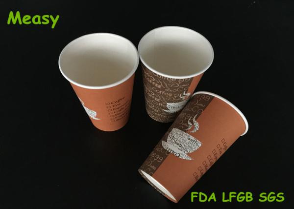 16oz Custom Single Wall Paper Cups , Coffee Take Away Cup 500ml